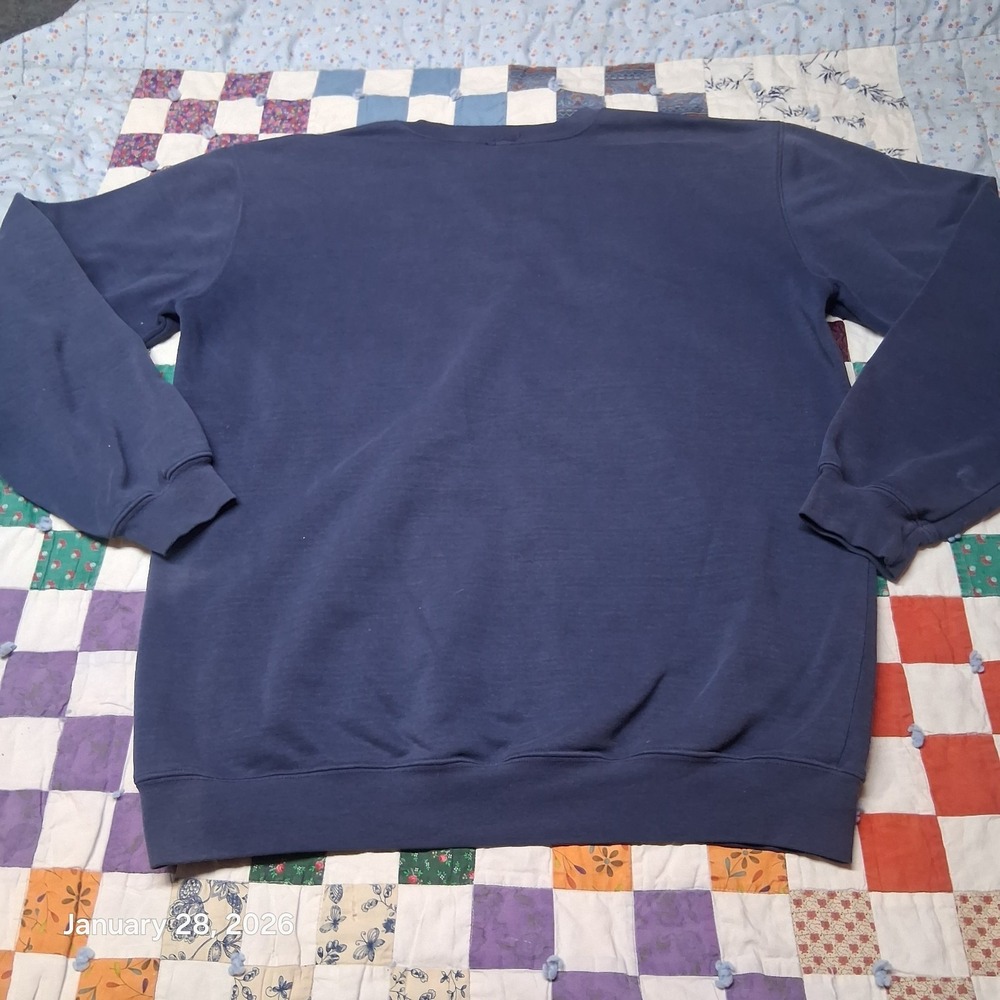 Carhartt V Stitch Dark Blue Sweatshirt Size Large Tall LT Crew Neck Distressed - Picture 8 of 9